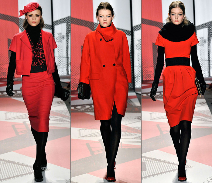 Bright red outfits go exclusively thin