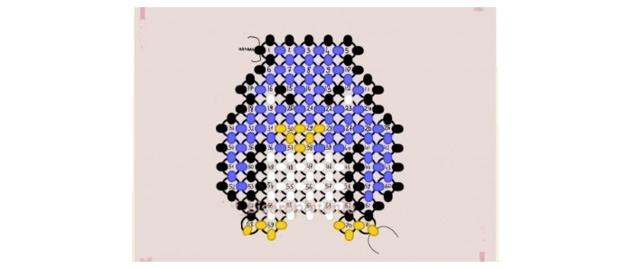 Scheme for a penguin from beads on a Christmas tree