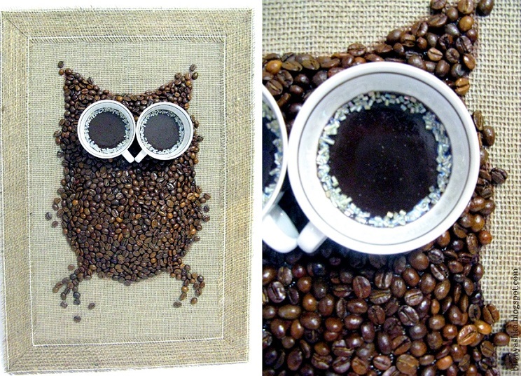 Kávé gabona kézműves - bagoly
