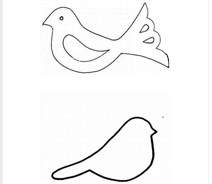 ფრინველების მარტივი stencil ქაღალდიდან ამოჭრისთვის