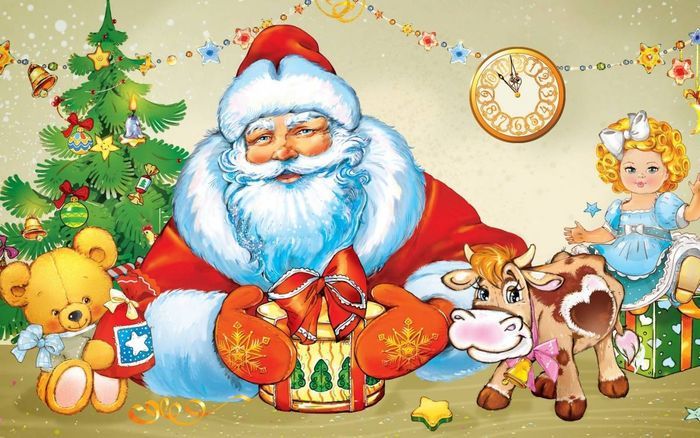 Short New Year's poems for a 3 -year -old child about Santa Claus