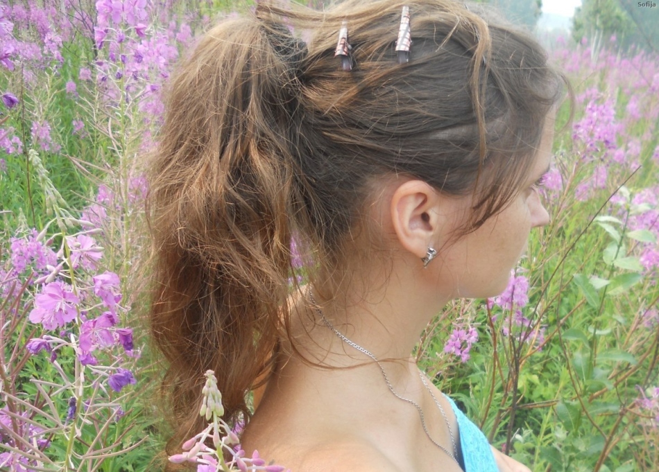 Cheveux sains et beaux de la fille grâce au rinçage Ivan-chai