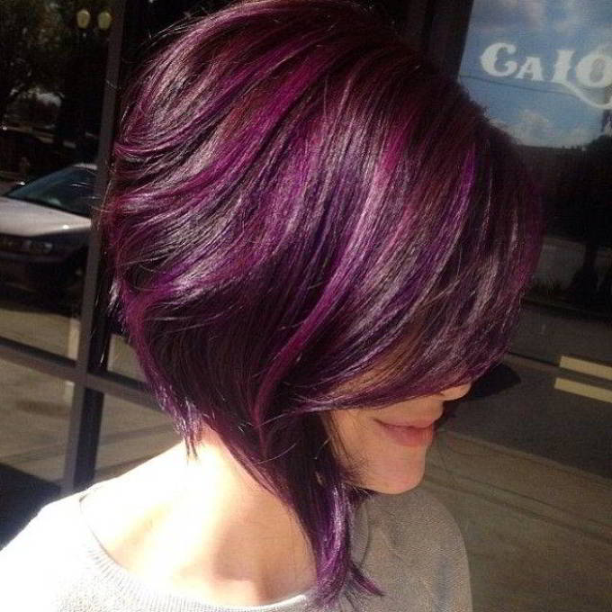 Окрашивание волос фиолетовый с коричневым колорирование