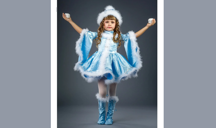 New Year's costume of modern Snow Maiden for a girl