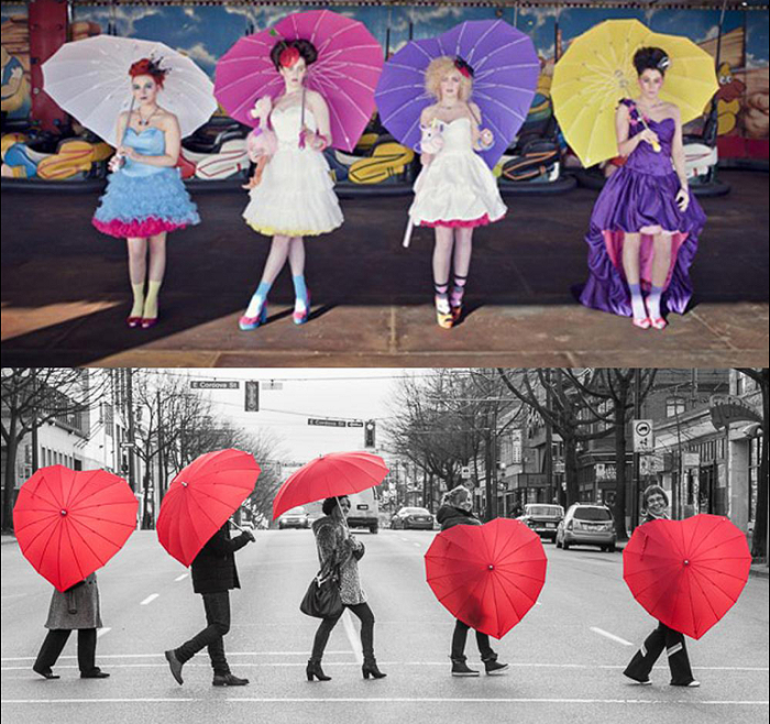 Deštníkové srdce je skvělým doplňkem romantického obrazu
