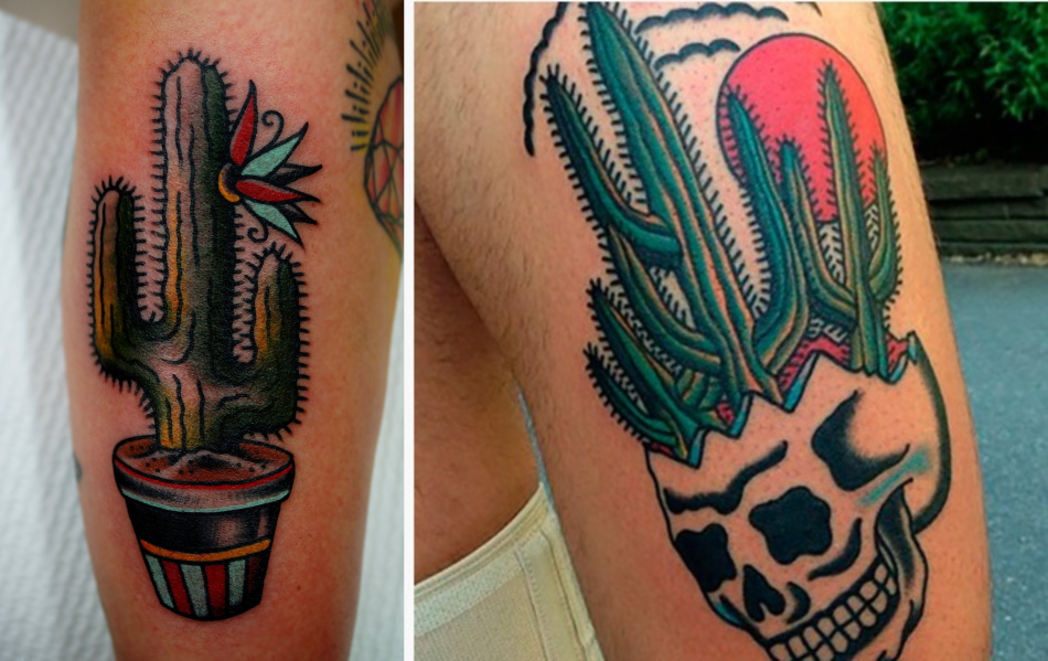 Татуировки с кактусом в стиле древних племен