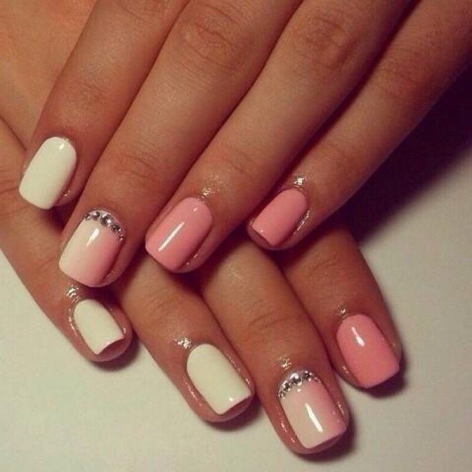 White-pink manicure
