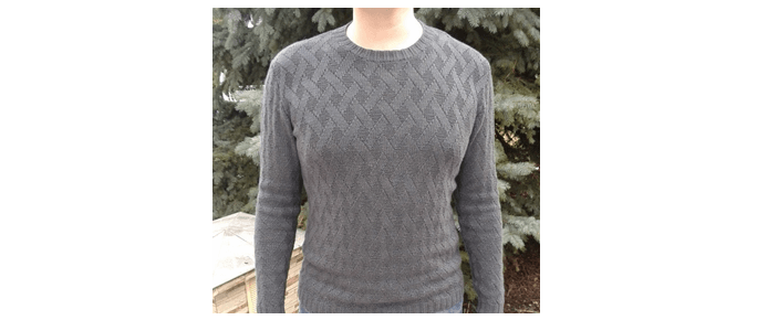 Простые теневые узоры спицами для для вязки мужского свитера, пуловера