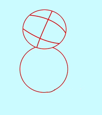 We draw two circles and auxiliary lines