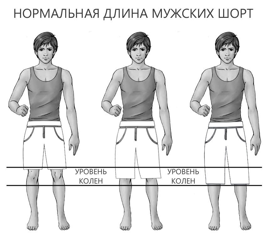Как определить и правильно сделать длину мужских шорт