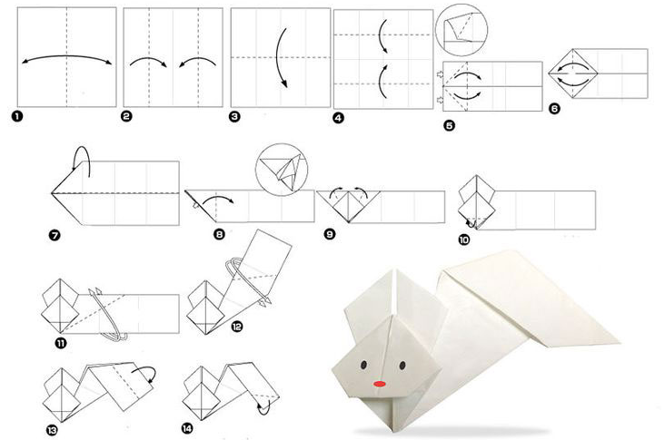 Schéma de pliage de lapin