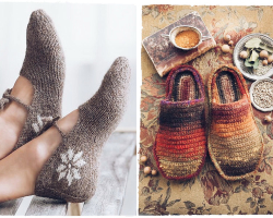 How to knit beautiful slippers with knitting needles and crochet? Original slippers and slippers, schemes, schemes