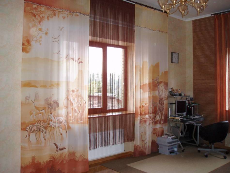 Curtains of batik in the interior
