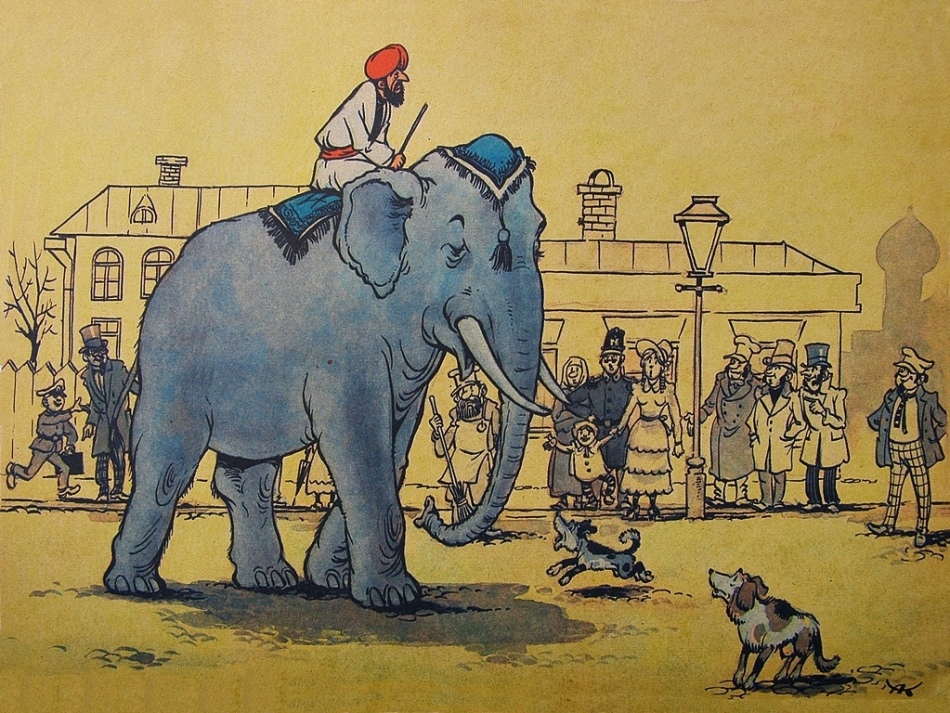 Gajah dan Moska: Contoh untuk membuat sketsa