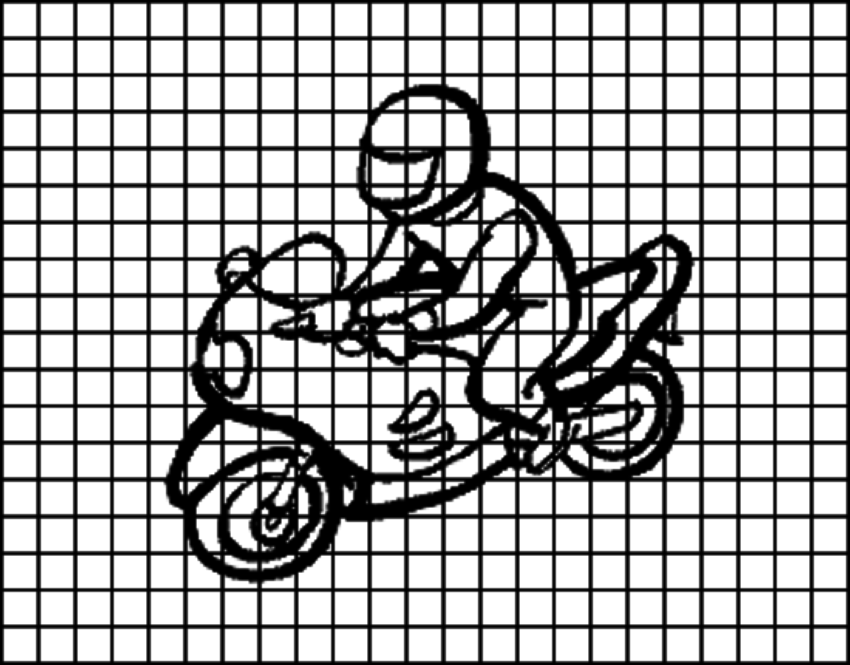 Мотоцикл для срисовывания по клеточкам