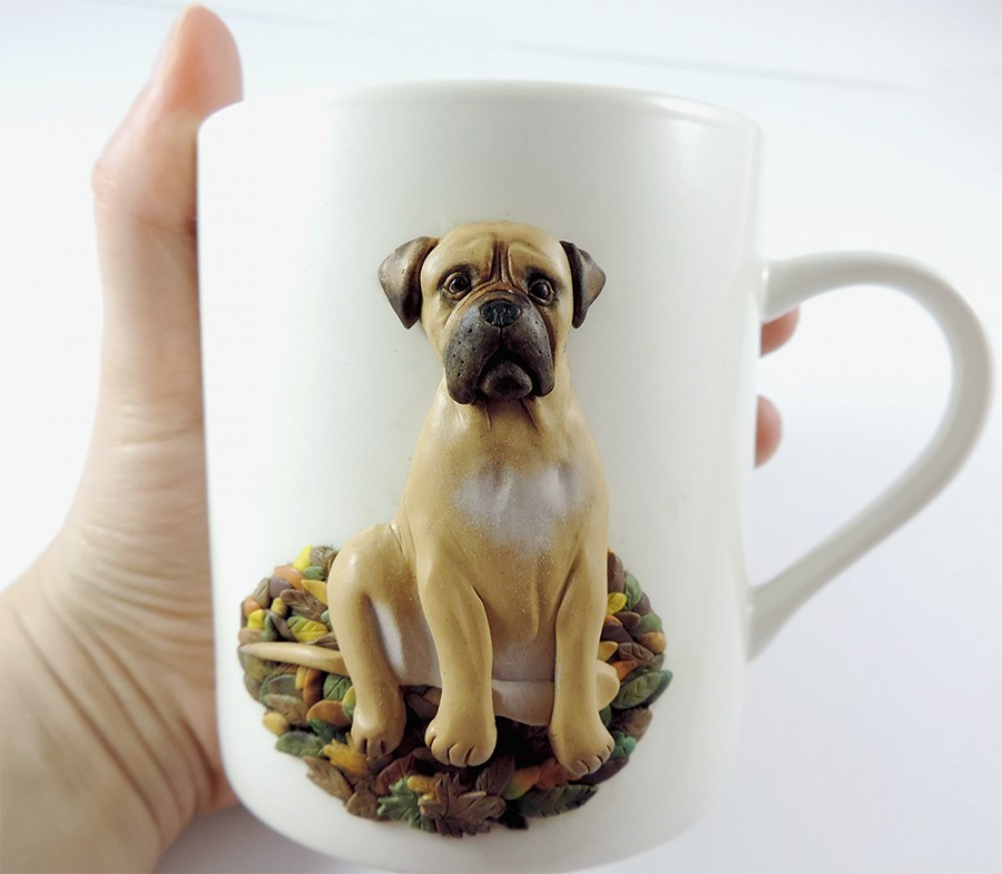 Чашка с собакой из полимерной глины
