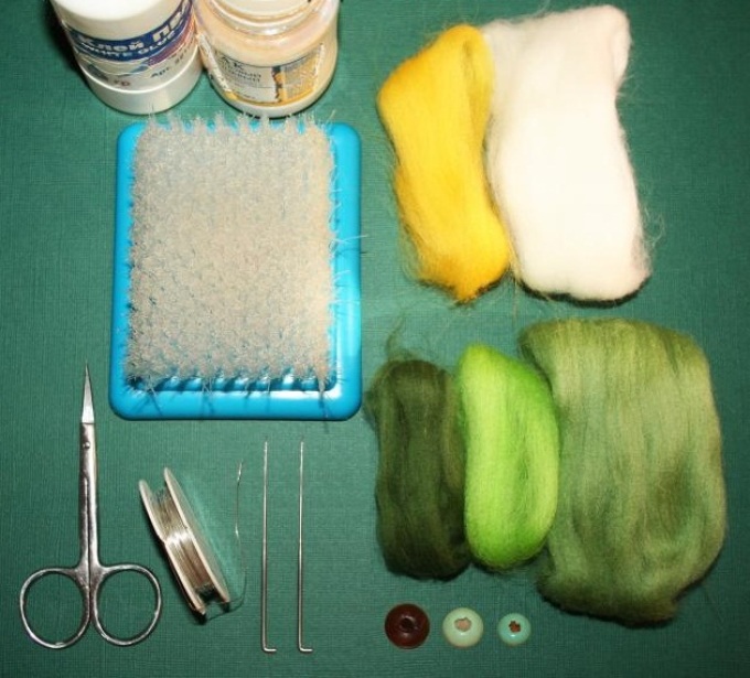 Here's what you need for felting brush-flower