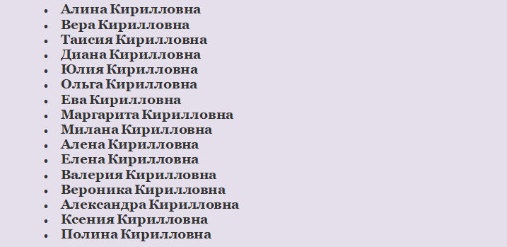 имена мальчиков подходящие к отчеству кириллович