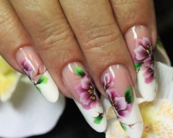 How to draw beautiful Chinese, summer and acrylic flowers on nails? Manicure with flowers for long and short nails