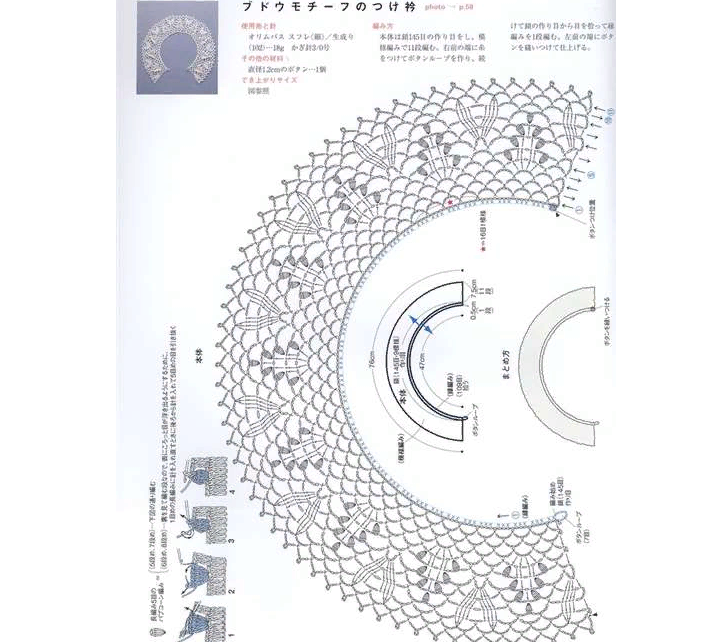 Schema in un alunale di colletto in pizzo