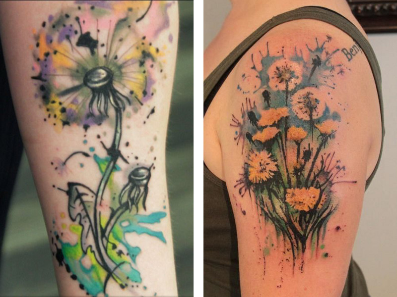 Tattoo blooming dandelion