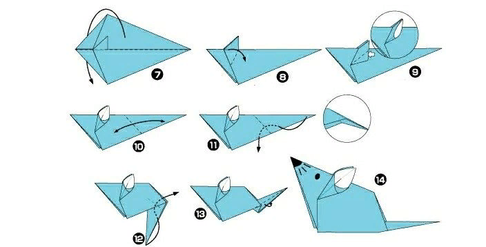 Схема выполнения мышки оригами