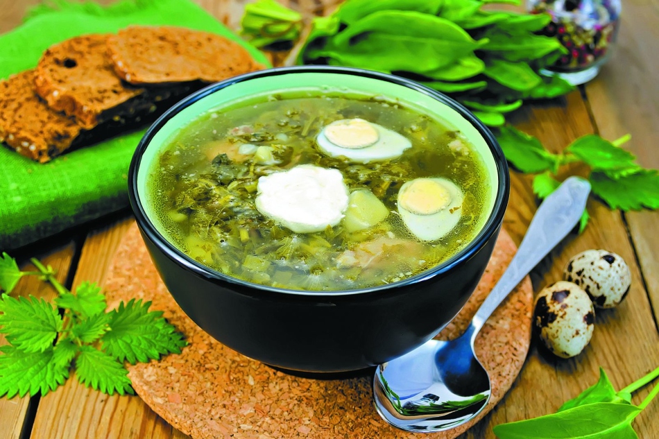 Soupe asymétrique avec du poulet et des œufs