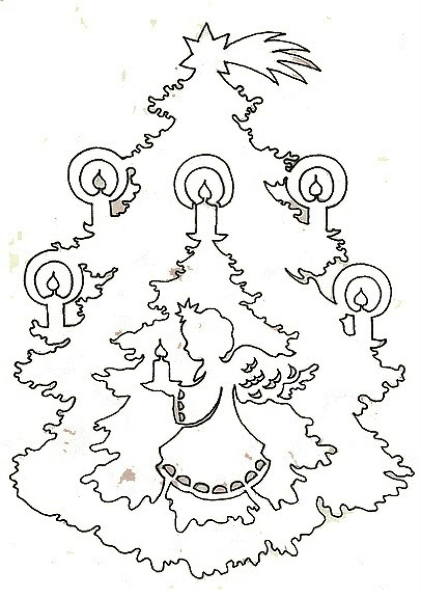 Schablonen von Weihnachtsbäumen mit interessanten Tops, Beispiel 4