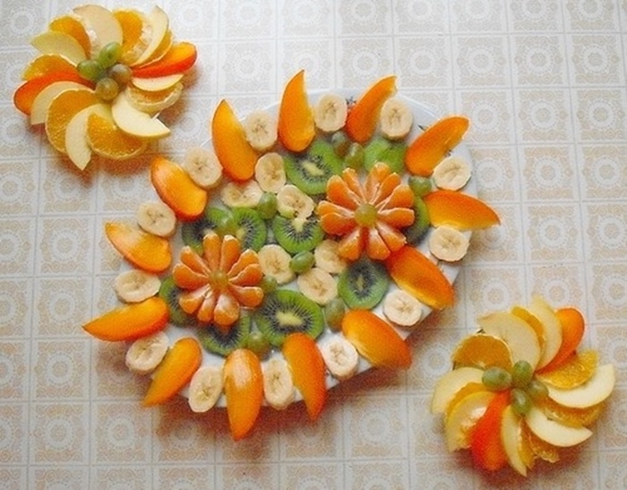 Serving fruit plate with persimmon