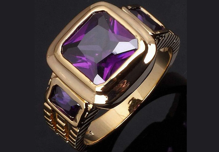Men's ring with a named after-amethyst