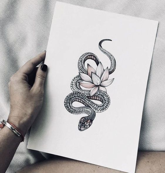 Рисунок для эскиза тату в виде змеи, который нравится многим девушкам