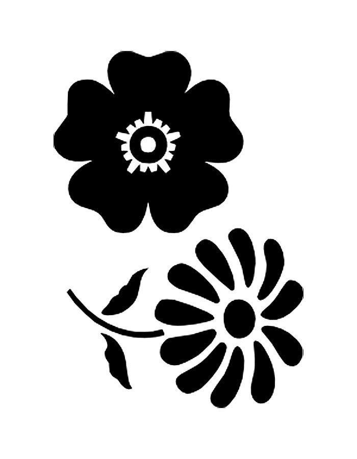 Stencils of flowers for drawing - template, photo