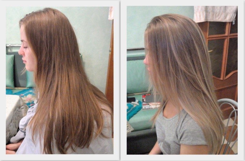 Натуральный русый на темные волосы фото до и после