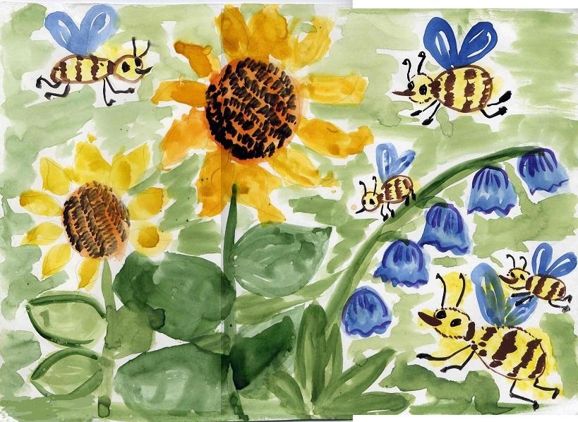 Children's drawing of bees