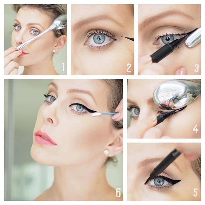 How to draw arrows with a liquid eyeliner with a spoon