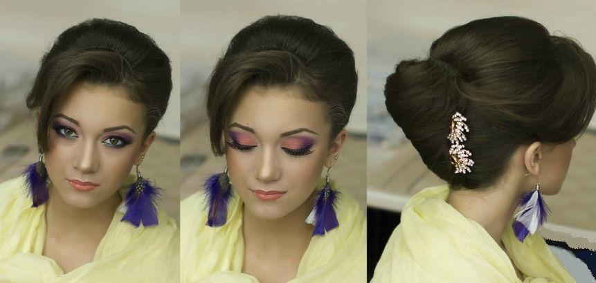 Evening hairstyle shells with a hairpin
