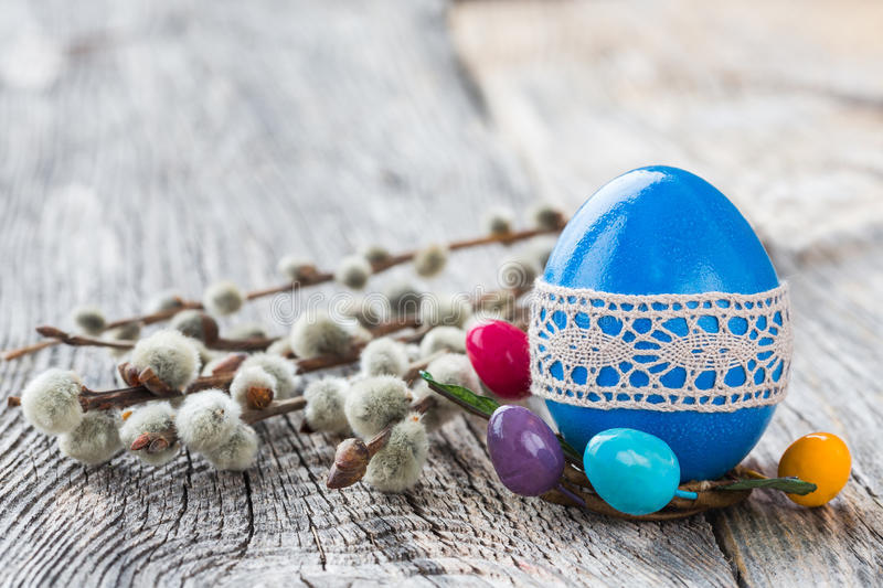 Blue egg with a tape decoration