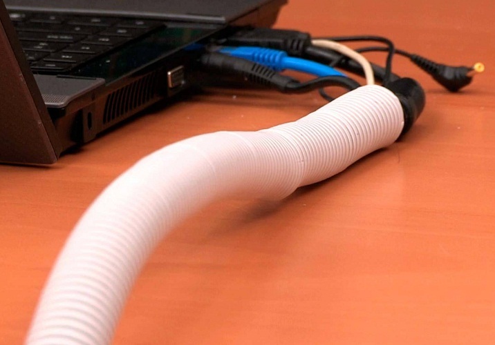 Even an ordinary corrugated hose will be an interesting solution to hide wires
