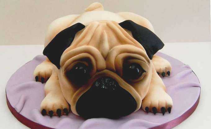 3D cake in the form of a dog from mastic
