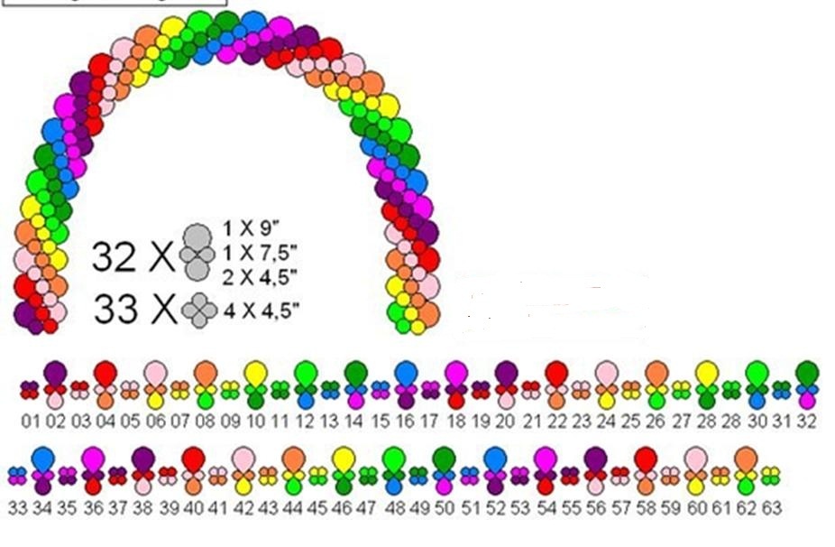 Схемы сбора гирлянд из разноцветных шаров, пример 6