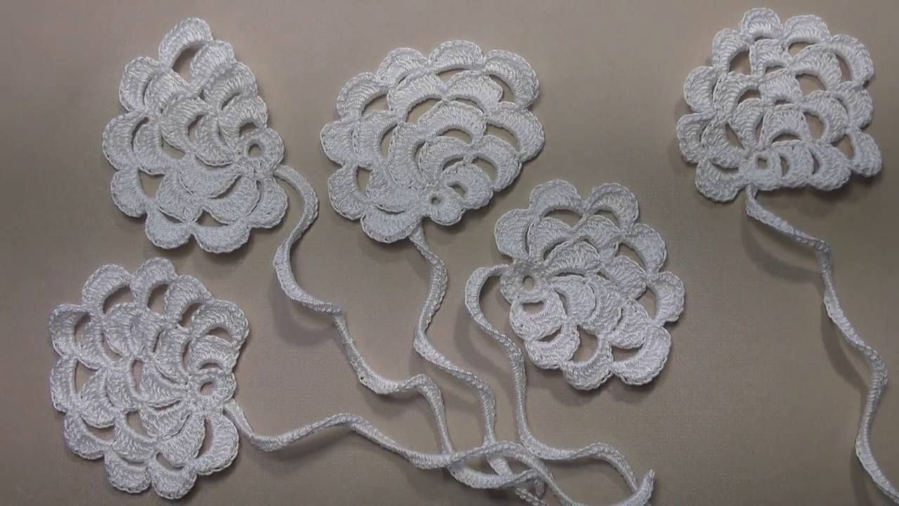 Crochet flat roses in the technique of Irish crocheted flat roses in the technique of Irish lace
