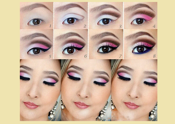Evening makeup for Asian eyes: step -by -step photos