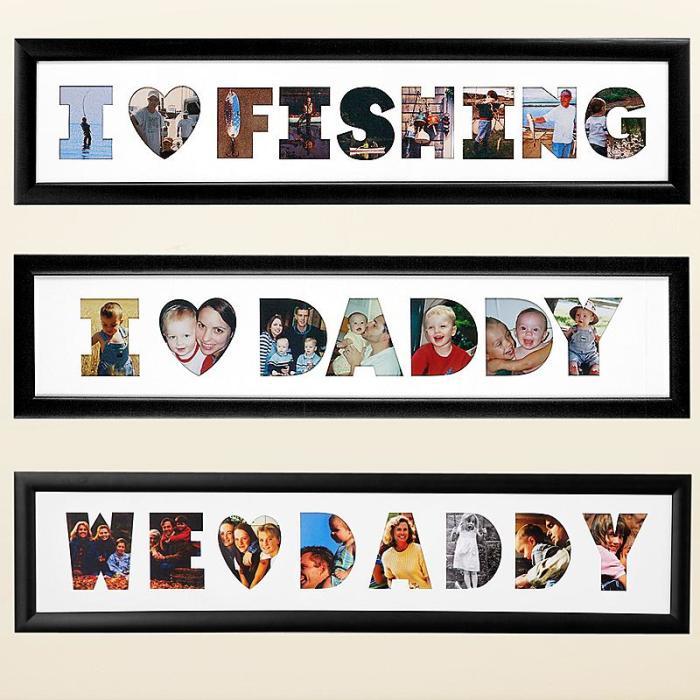 Creative collage for family photos in the form of inscriptions