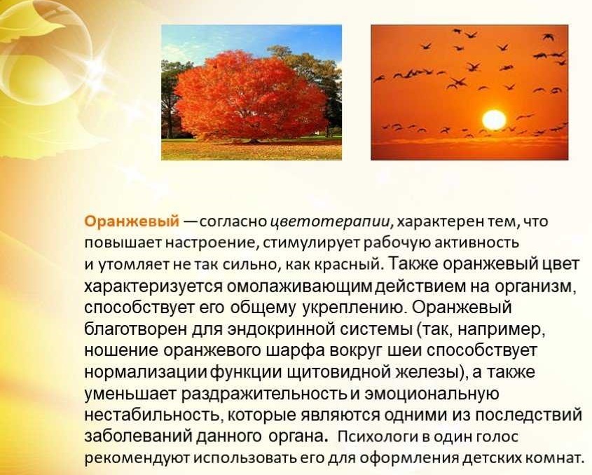 Характеристика оранжевого цвета