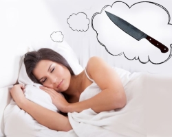 Interprétation de rêve: Pourquoi le couteau rêve-t-il de rouille, pointu, cassé, beau, poche, sou, cuisine, fermée? Perdre, trouver, donner, couper, acheter, attaquer, défendre-t-il avec un couteau - interprétation du sommeil dans divers livres de rêve