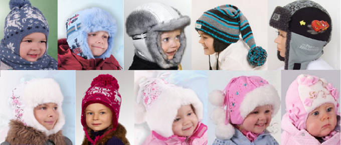 Fashionable children's hats: knitted and fur - different models