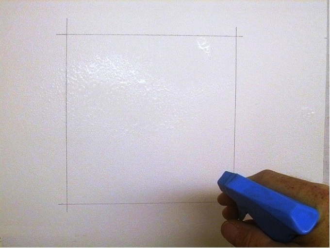 Preparation of a sheet for watercolors: moisturizing