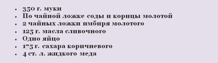 Составляющие для изготовления пряников