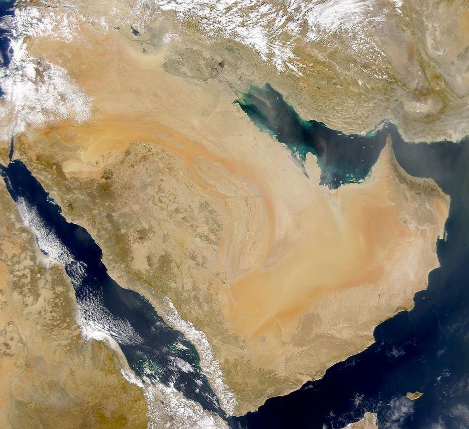Аравийский полуостров -вид со спутника