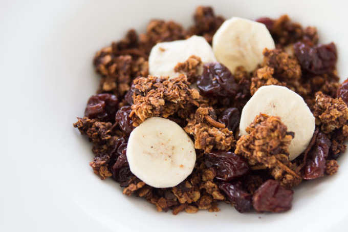 Chokladgranol med bananer